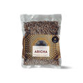 Ethiopian Aricha natural coffee beans in a bag with a label showing the Aricha region and rich, aromatic coffee.