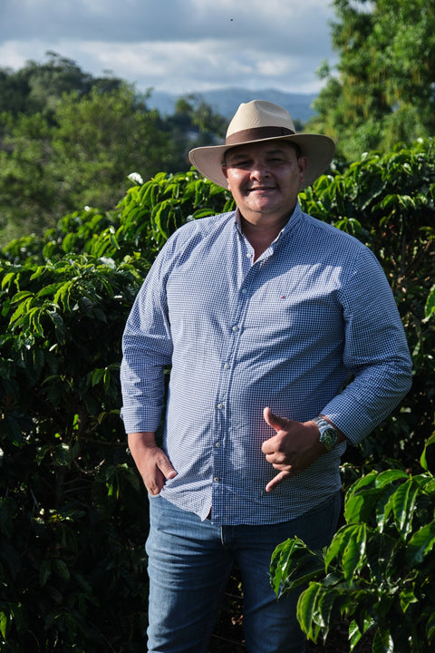 Costa Rica Don Sabino Natural coffee beans in a burlap bag with a rustic background, showcasing the premium whole coffee.
