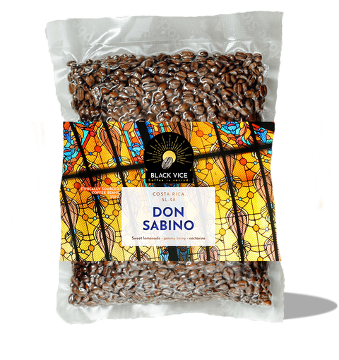 Don Sabino Costa Rica Natural rum in clear packaging, showing the label and bottle design.